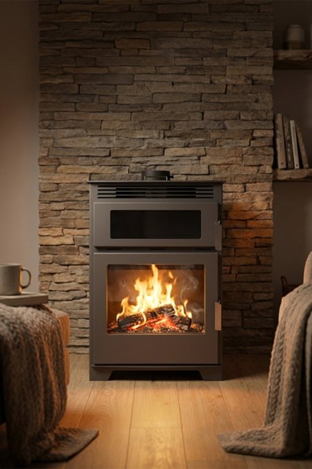 صوبة حطب يونانية Lagadin – حديد 4 ملم مع مدخنة 8 إنش